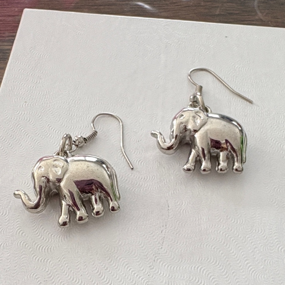 Silver Elephant Earrings